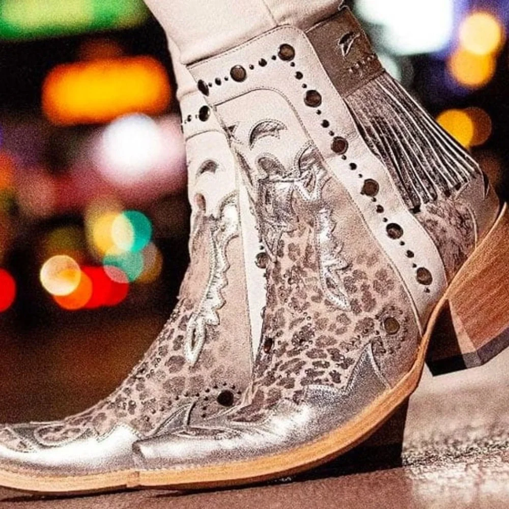 Old Gringo Moira Metallic Silver Ankle Boots - 🐆- Sz. 10 - NWT - Picture 1 of 13